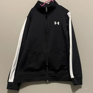 Under Armour Jacket Boys Medium Black Loose Fit Full Zip Pockets Activewear